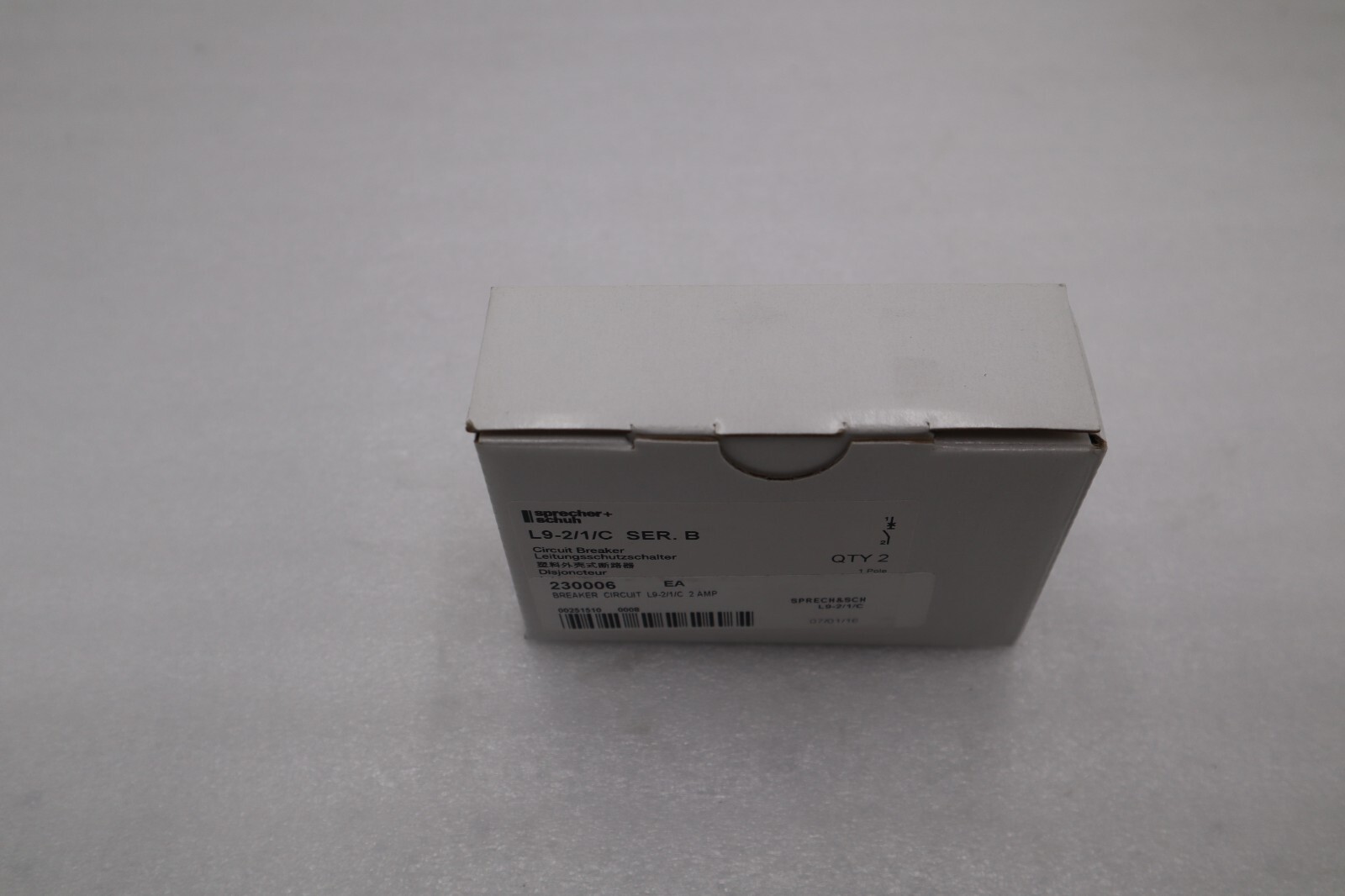 Used (BOX OF 2) Sprecher + Schuh L9-1/1/C Ser B Circuit Breaker 1-Pole NOB #G665A