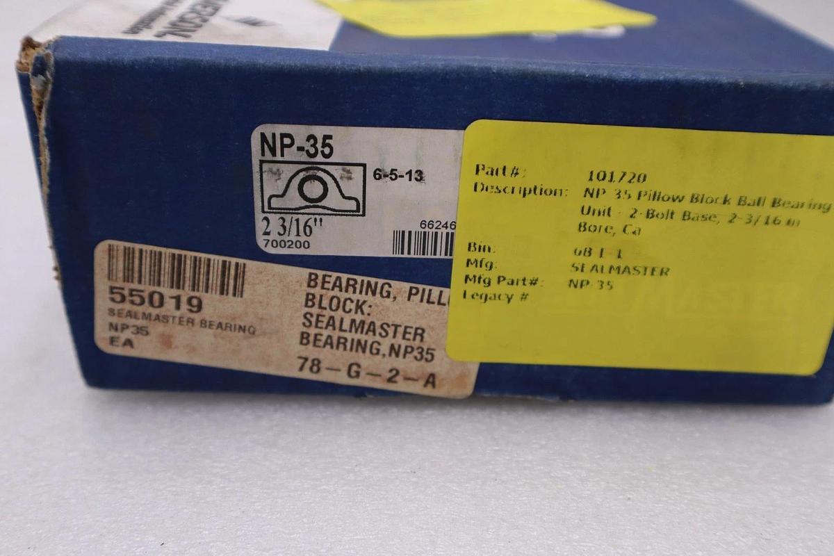 SEALMASTER NP-35 PILLOW BLOCK BEARING BORE: 2-3/16" - NEW IN BOX - STOCK 3147CC