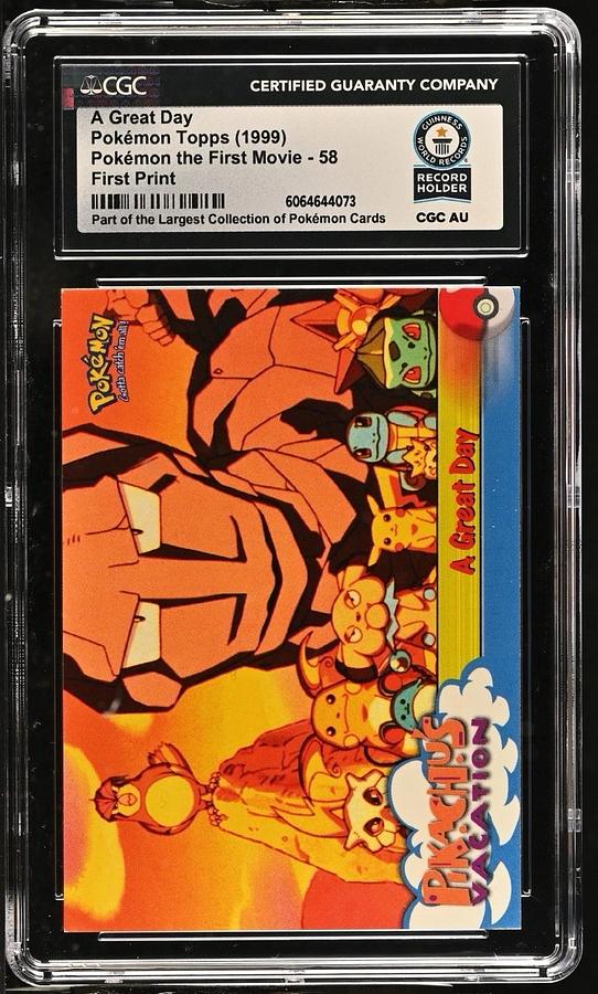Used 1999 TOPPS POKEMON THE MOVIE A GREAT DAY #58 MOVIE EDITION CGC WORLD RECORD 1/1