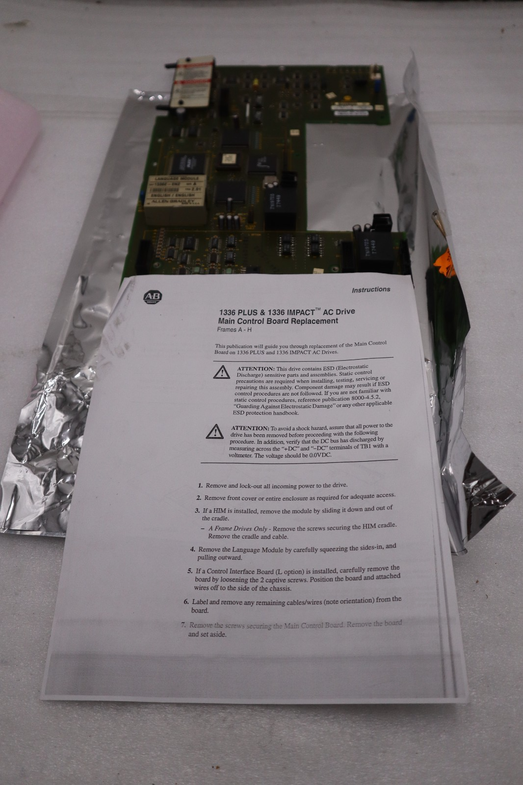 Used Allen Bradley 74103-193-52 Rev 01 PCB Drive Board 1336E-MC2-SP21A 1336E-EN2 AB