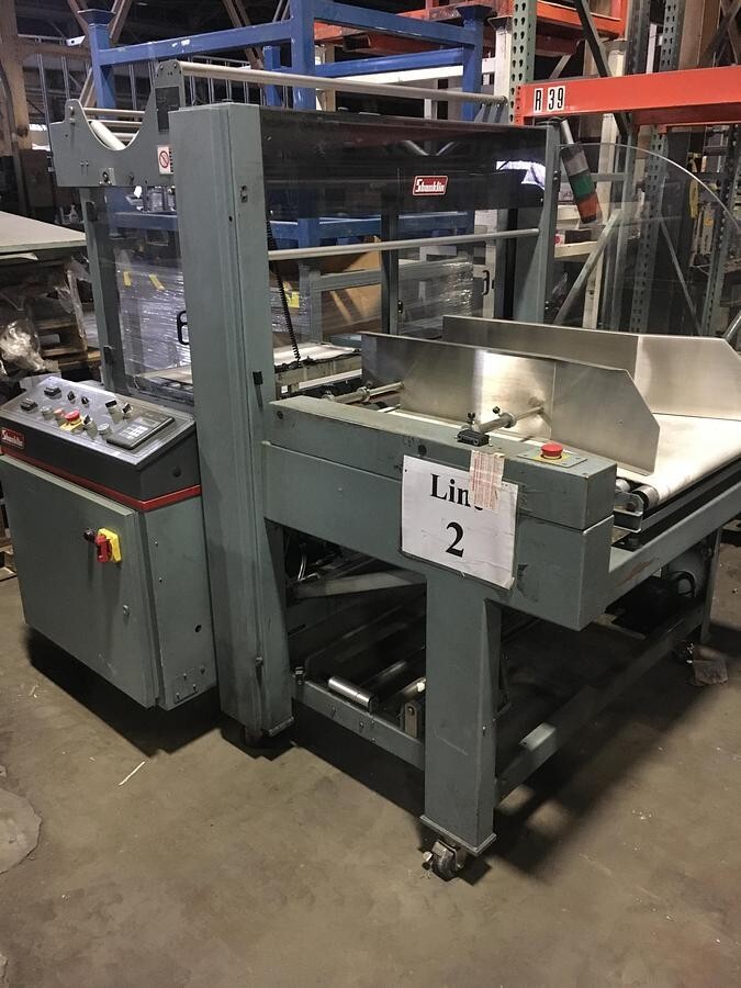 Used SHANKLIN SHRINK BUNDLING SYSTEM WITH 40" SHANKLIN MODEL B-2B SLEEVE WRAPPER