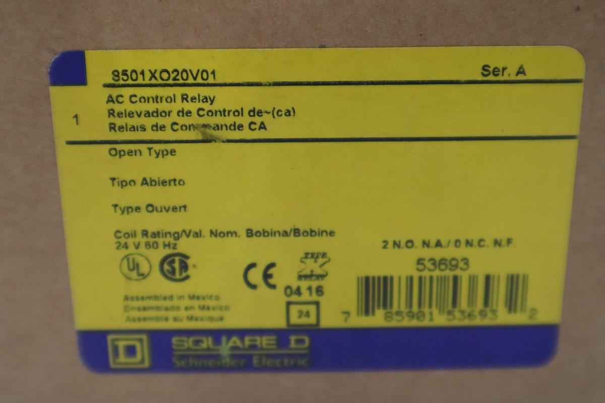 Used NEW OPEN BOX SQUARE D GENERAL ELECTRIC 8501XO20V01 RELAY STOCK G353A