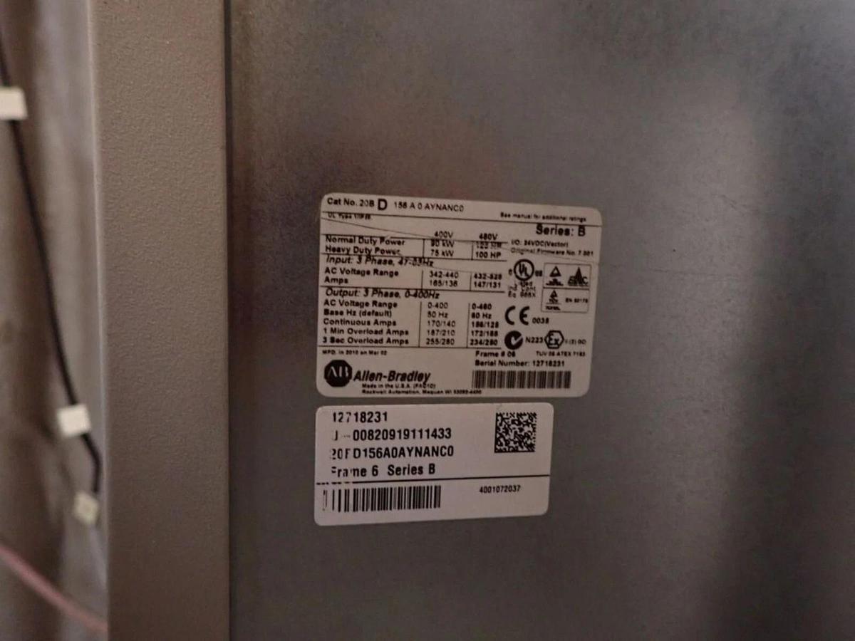 Used 20BD156A0AYNANC0 / B Allen Bradley 156 460V 125HP Powerflex 700 W/ CABINET #S612