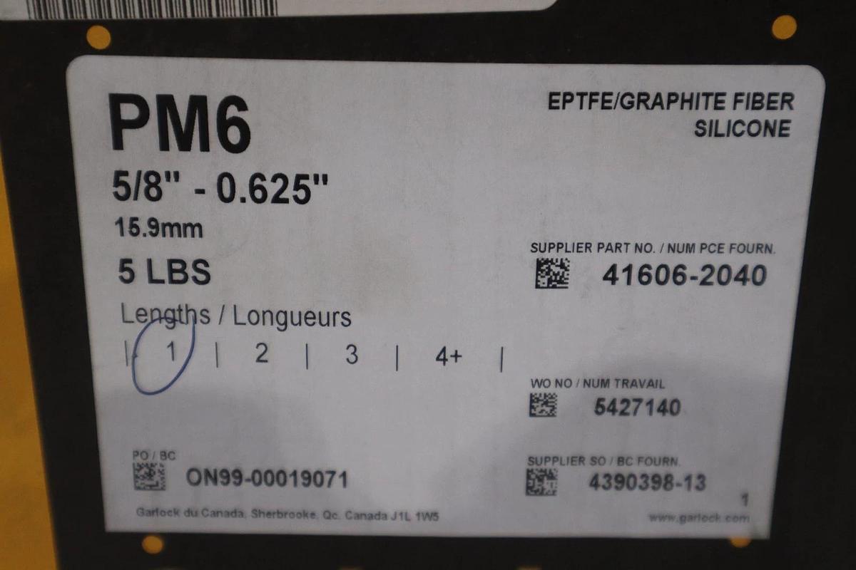 Used GARLOCK 15.9MM 5/8" 5 LBS CARBON PACKING - NEW IN BOX - STOCK GF861