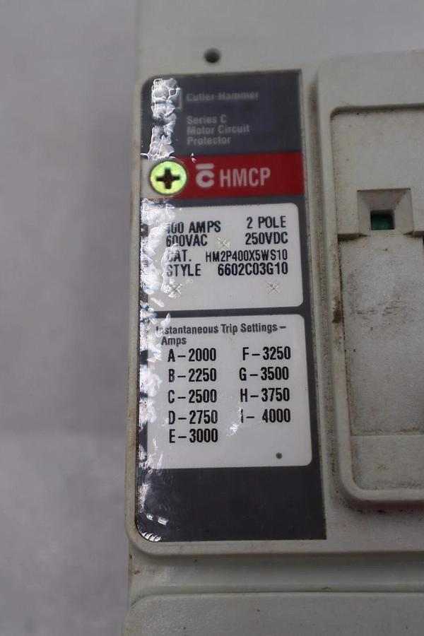 Used CUTLER-HAMMER HM2P400X5WS10 MOTOR CIRCUIT PROTECTOR SERIES C STOCK #3202