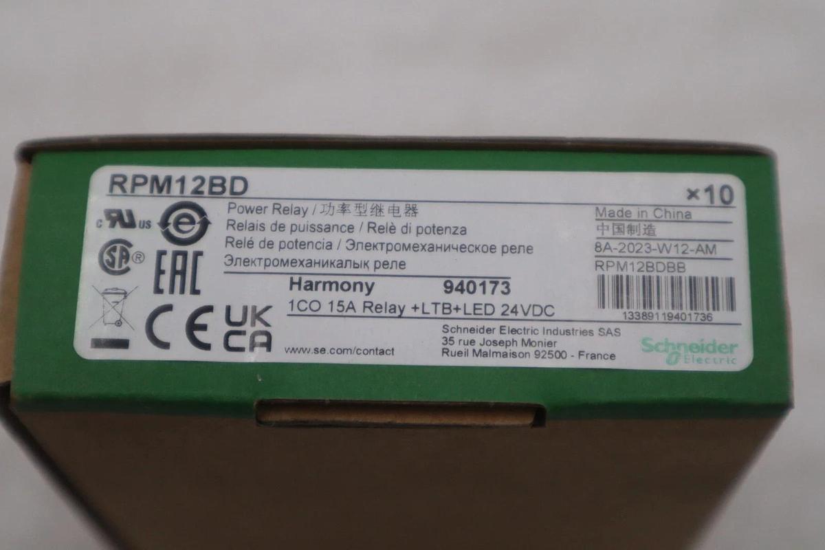 Used SCHNEIDER ELECTRIC RPM12BD BOX OF 10 UNITS NEW STOCK GF-363A