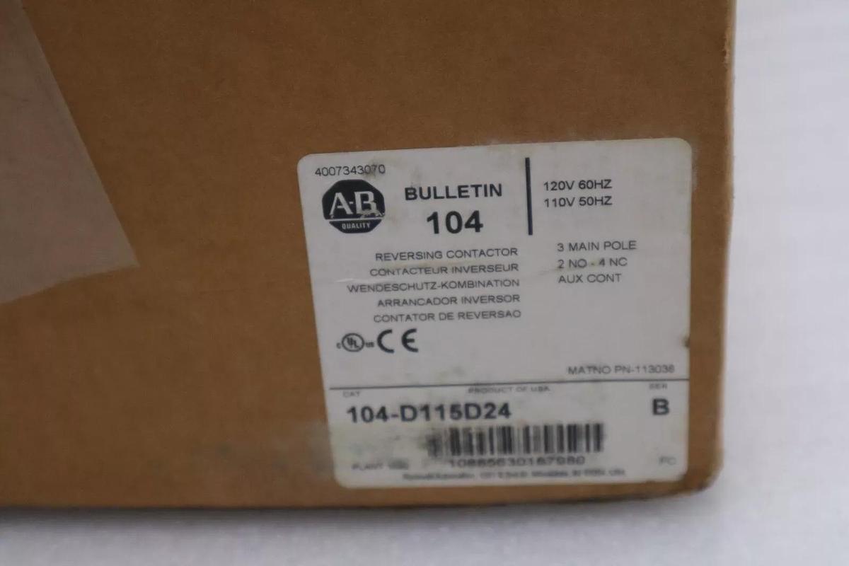 Used NEW ALLEN BRADLEY 104-D115D24BULLETIN 100-D IEC REVERSING CONTACTOR STOCK 1551-A