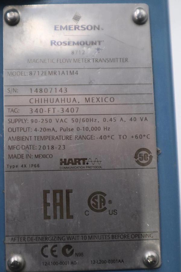 Used Emerson Rosemount 8712 Transmitter Magnetic Flowmeter 8712EMR1A1M4 STOCK H1890