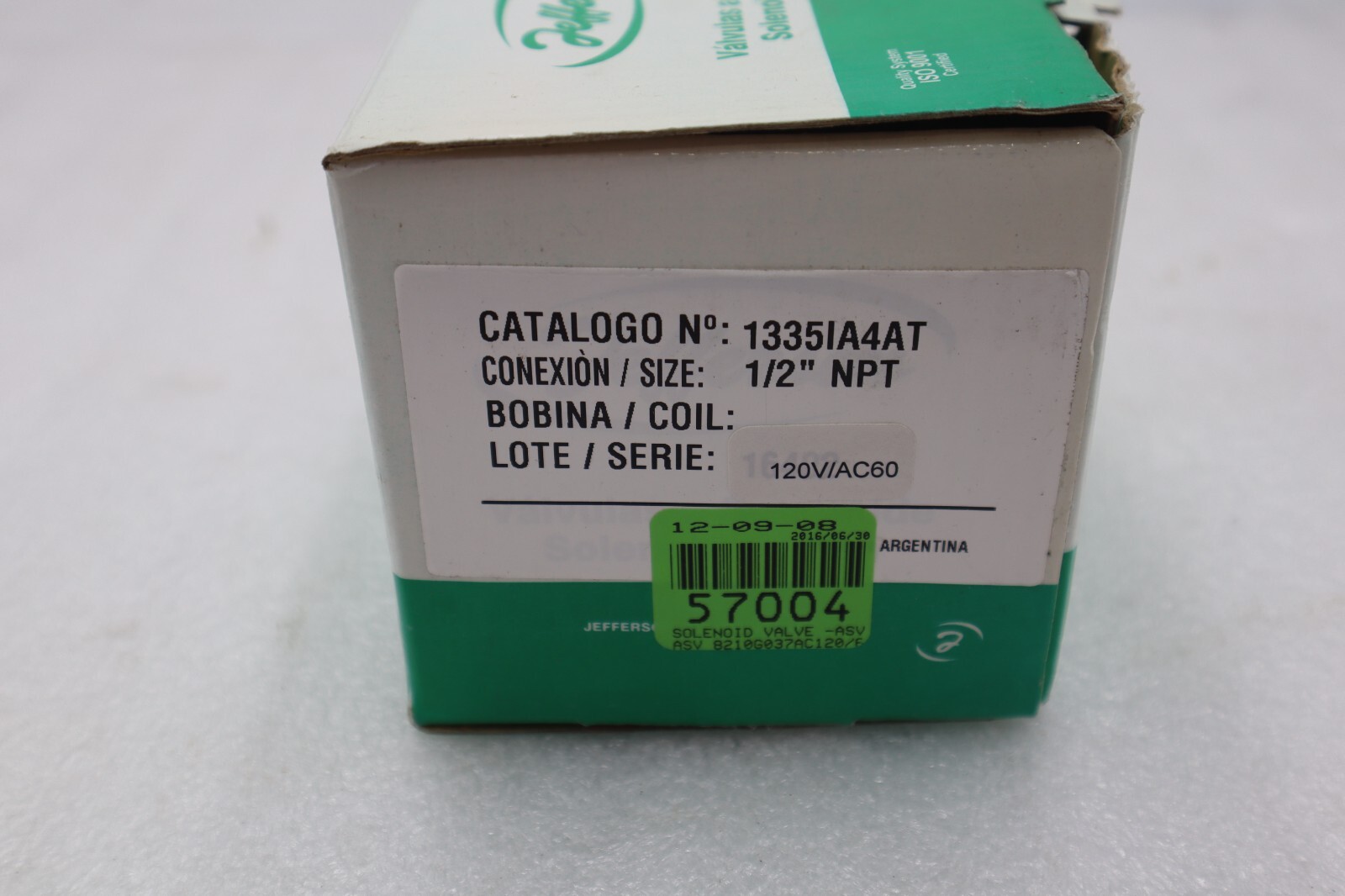 Used Jefferson Valves 1335IA4AT 1/2 Solenoid Valve 120V/AC60 STOCK 1238-A