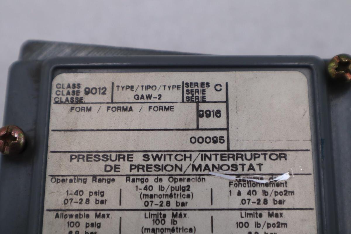 Used NEW OPEN BOX SQUARE D 9012 GAW-5 SER C PRESSURE SWITCH STOCK 5495