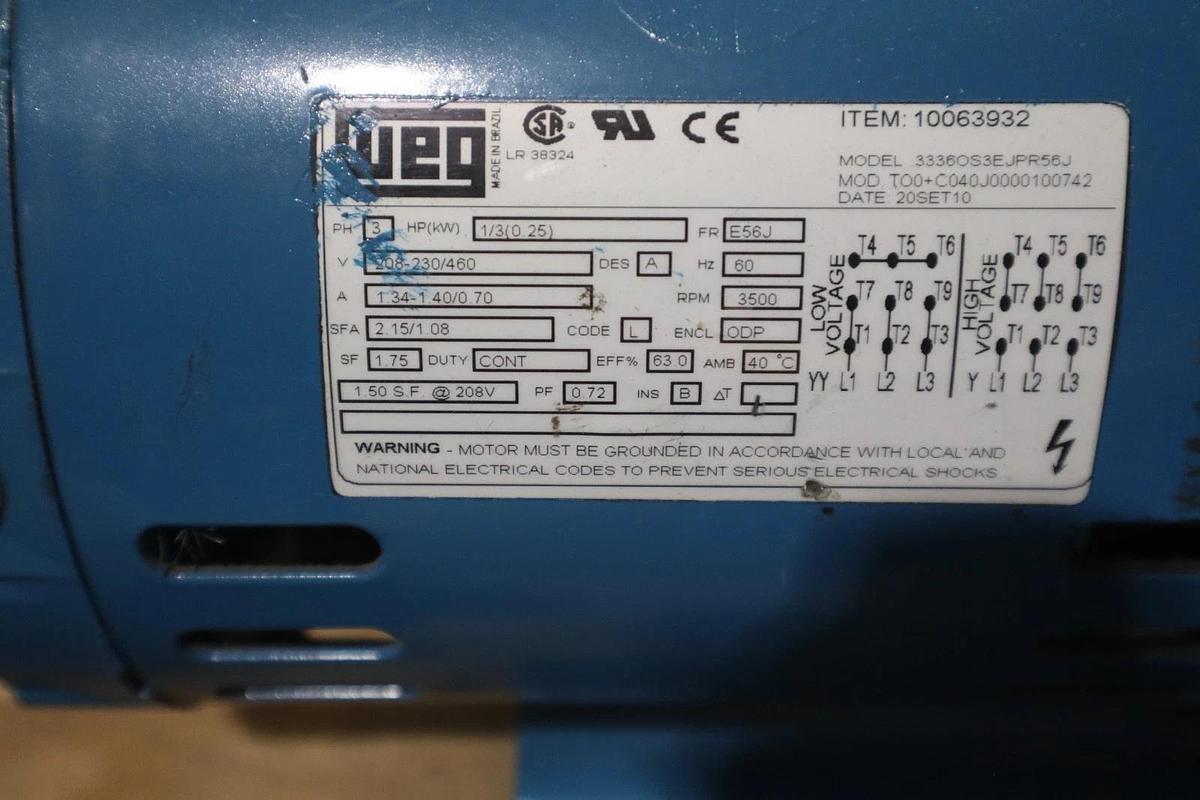 Used CIRCULATION BURKS G5 PUMP 33G5-1-1/4  230-440V 1/3 HP  3 PHASE - STOCK M-25CC
