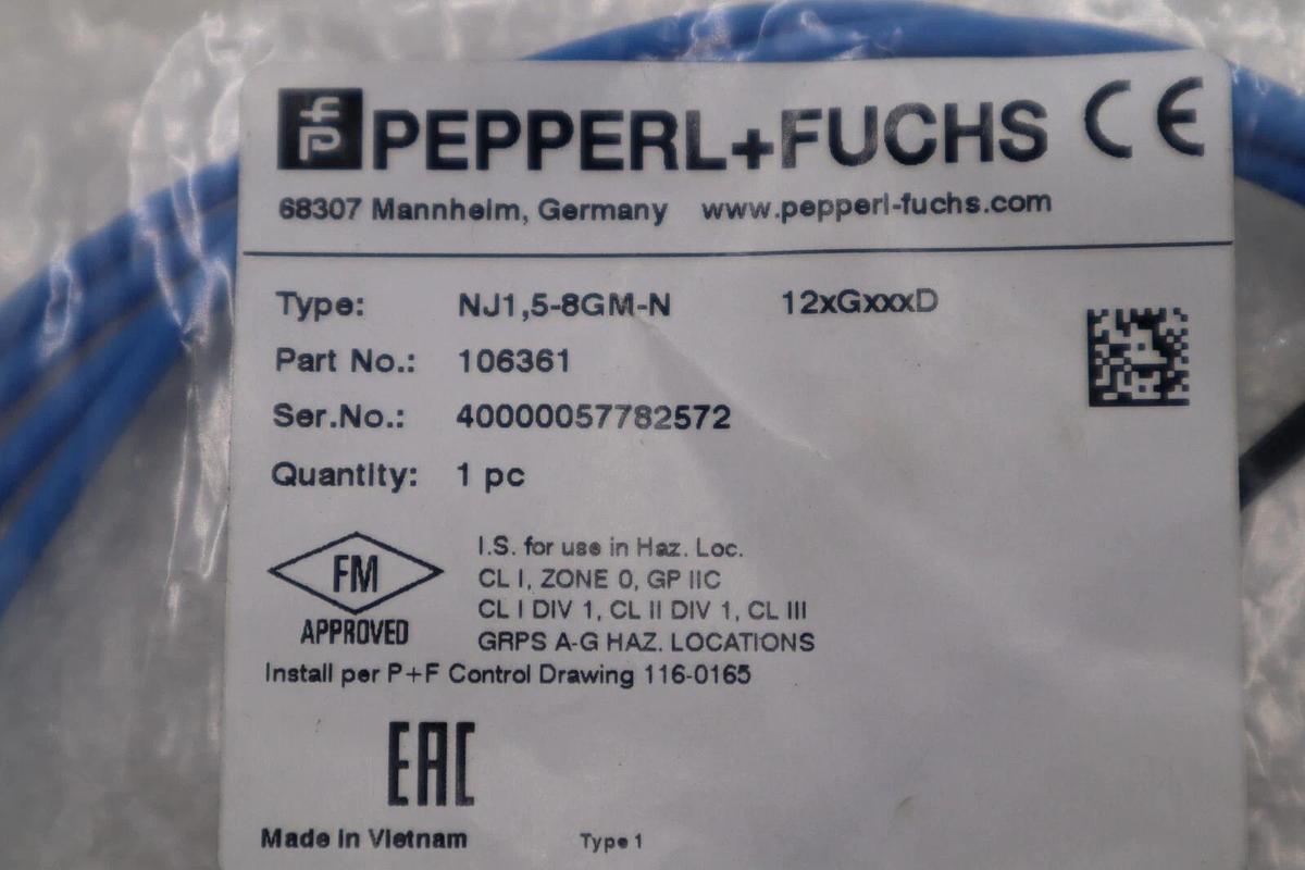 NEW Pepperl Fuchs NJ1,5-8GM-N Inductive Proximity Sensor STOCK B-1619
