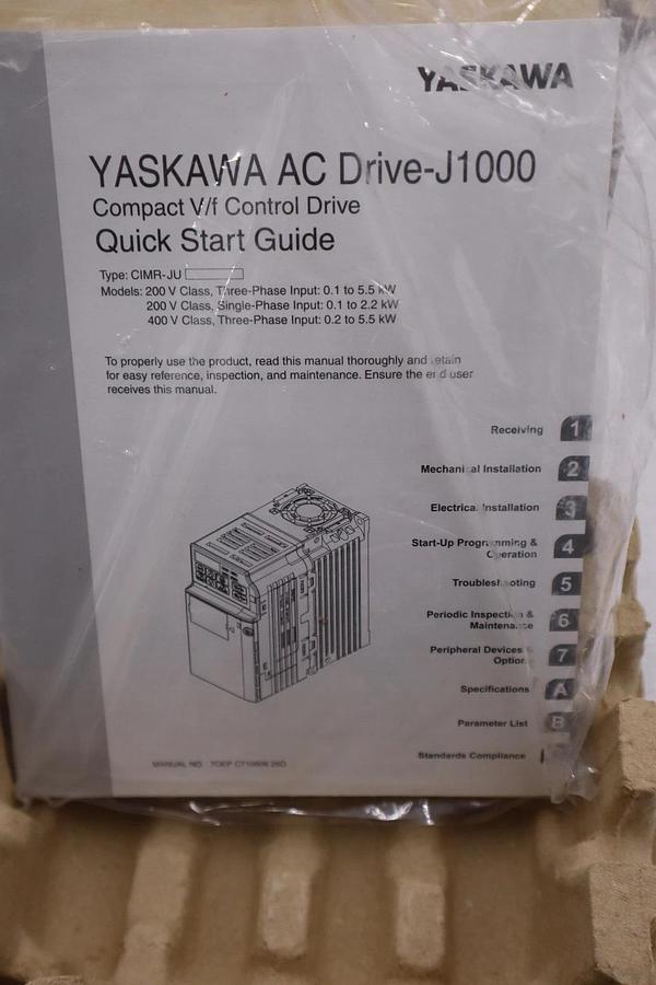 Used Yaskawa J1000 AC Drive CIMR-JU4A0001BAA Rev. A 3Ph NEW IN BOX STOCK CC278