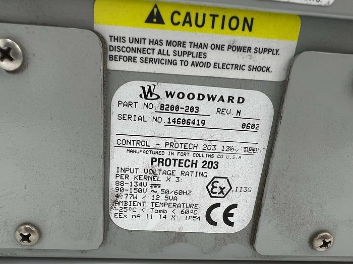 Used WOODWARD PROTECH PART NO. 8200-203 REV N STOCK 1161