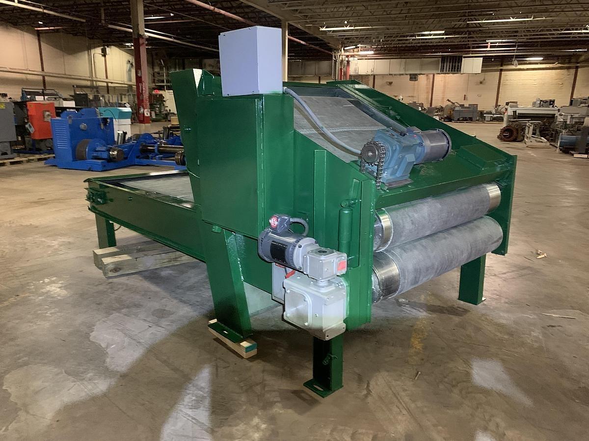 Used 60" WIDE MAREN PINCH BELT CONVEYOR SHREDDER 50 HP BOX FLATTENING SHREDDER