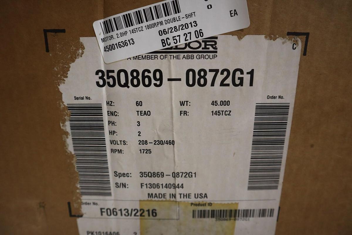 Used Baldor 35Q869-0872G1 1.5 HP 1425 RPM NEW MOTOR STOCK G160