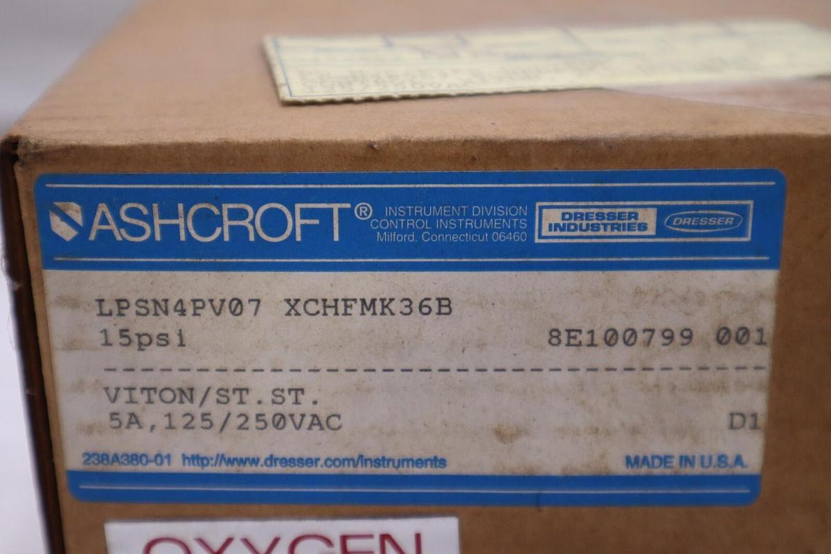 NEW ASHCROFT LPSN4PV07 XCHFMK36B Pressure Switch 200psi 5A 125/250VAC STOCK H984