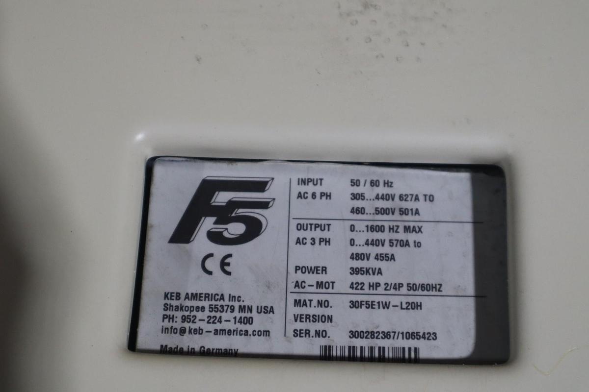 Used KEB AMERICA 30F5E1W-L20H COMBIVERT F5 Variable Frequency Drive 422 HP #SGF-209