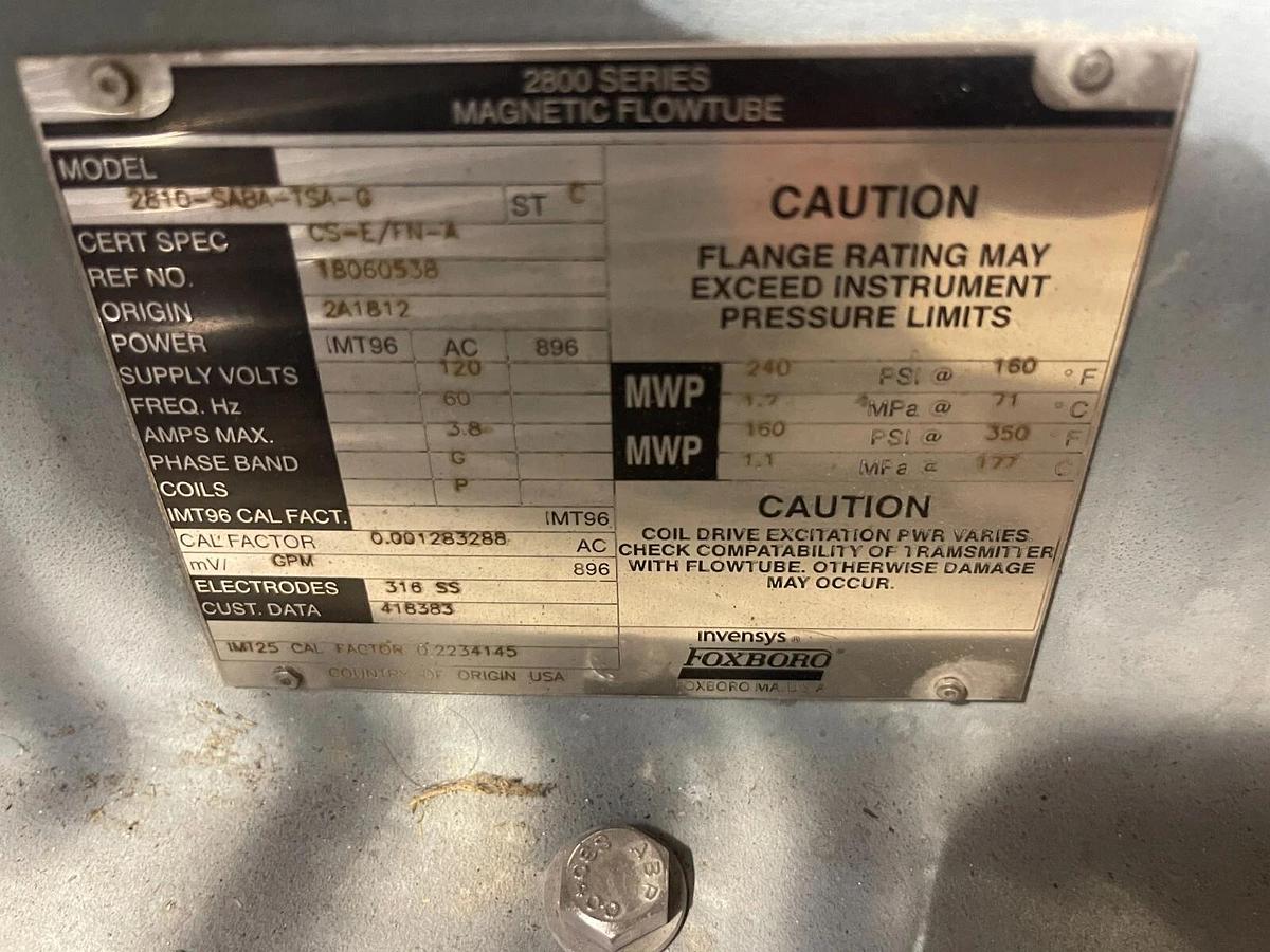 Used FOXBORO 2800 SERIES 10" MAGNETIC FLOW METER 2810-SABA-TSA-G STOCK W-4