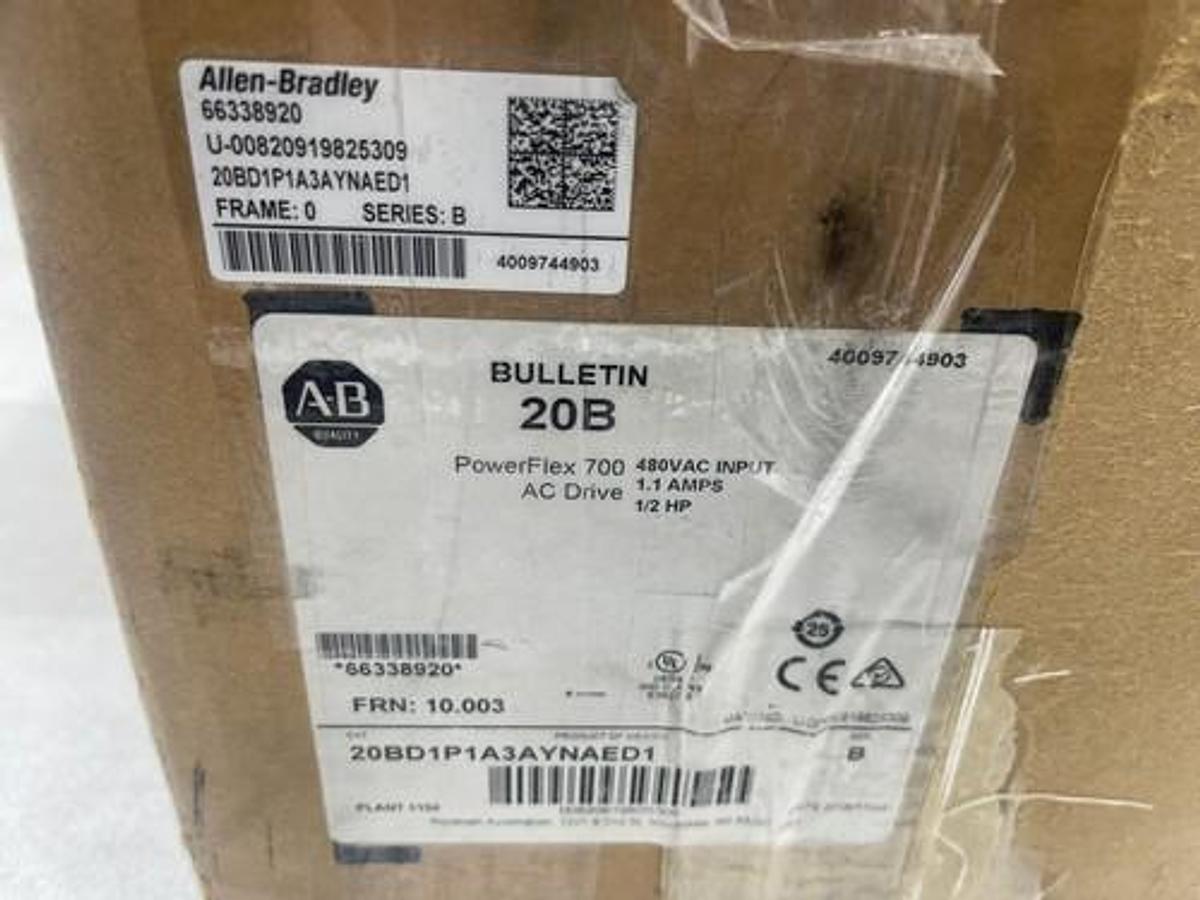 Used NEW Allen Bradley PowerFlex 700 AC Drive 20BD1P1A3AYNAED1 0.5 HP 480V STOCK 3698