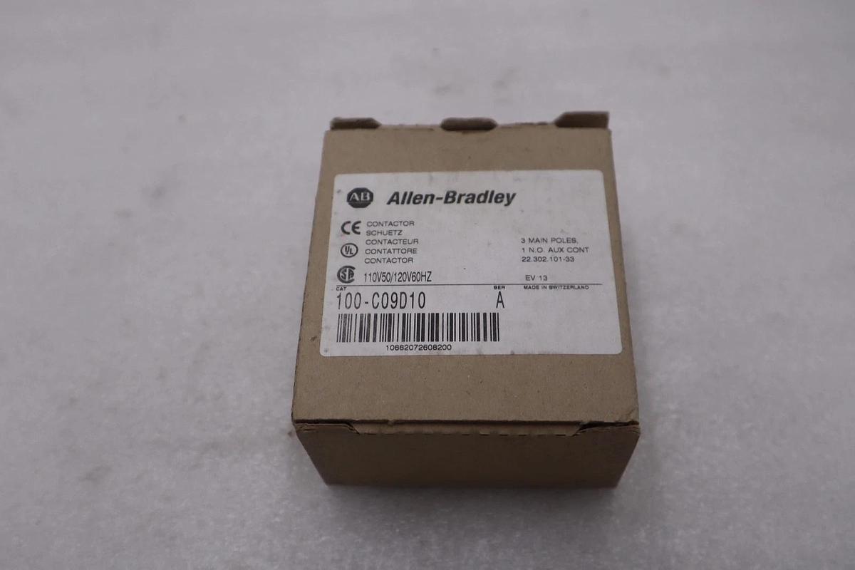 NEW OPEN BOX ALLEN BRADLEY AB 100-C09D10 CONTACTOR 9 AMP COIL 120 V STK GF784A 662072608203
