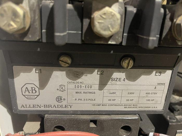 Used Allen Bradley 2100 Series Bucket Size 4 Fusible Motor Control 509-EOD 120 V S-32
