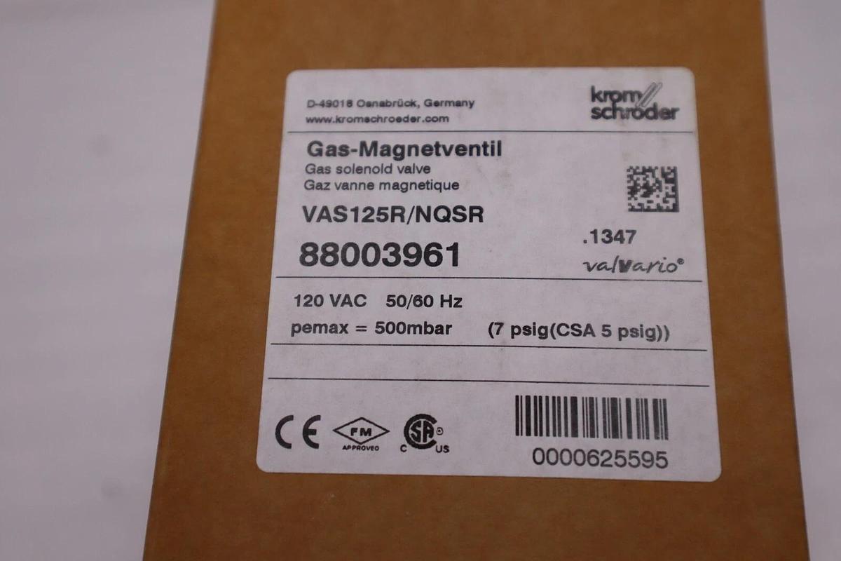 Used Kromschroder VAS125R/NQSR GAS SOLENOID VALVE 88003961 - NEW IN BOX STOCK H1065