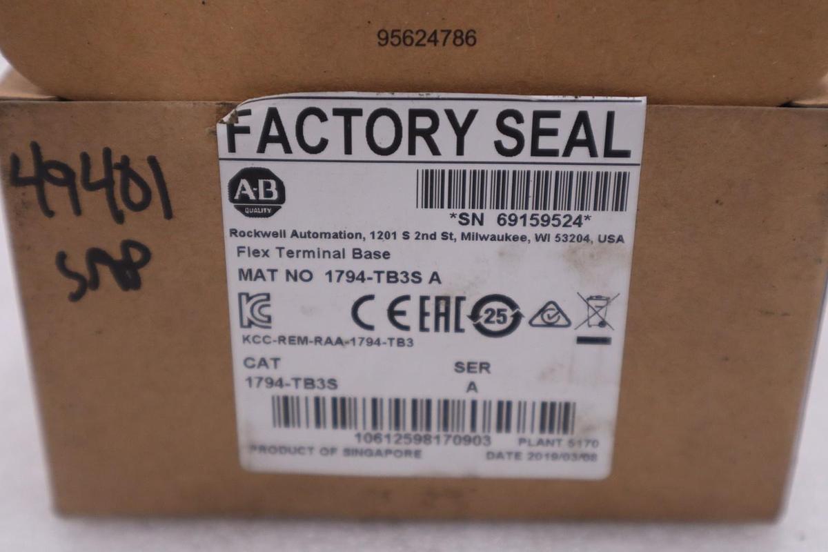 Used ALLEN BRADLEY AB 1794-TB3S SER A FLEX I/O Terminal Base Unit 1794TB3S STK GF1174