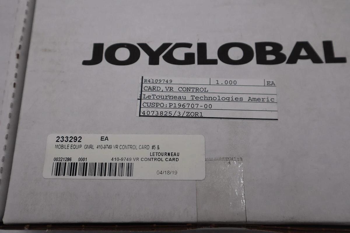 Used NEW LeTourneau 410-9749 VR Control Card 410-2614 STOCK G228