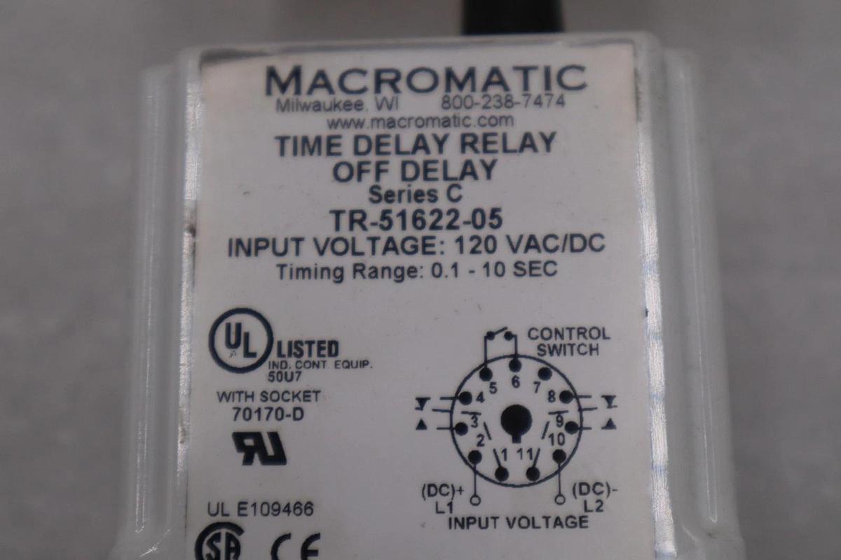 MACROMATIC TR-51622-05 120VAC/DC 10A 0.1-10S - NEW IN BOX - STOCK K778CC