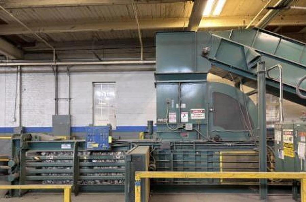 Used SELCO MODEL HLO-128A50T HORIZONTAL AUTOTIE BALER WITH CONVEYOR 50HP 8" CYLINDER