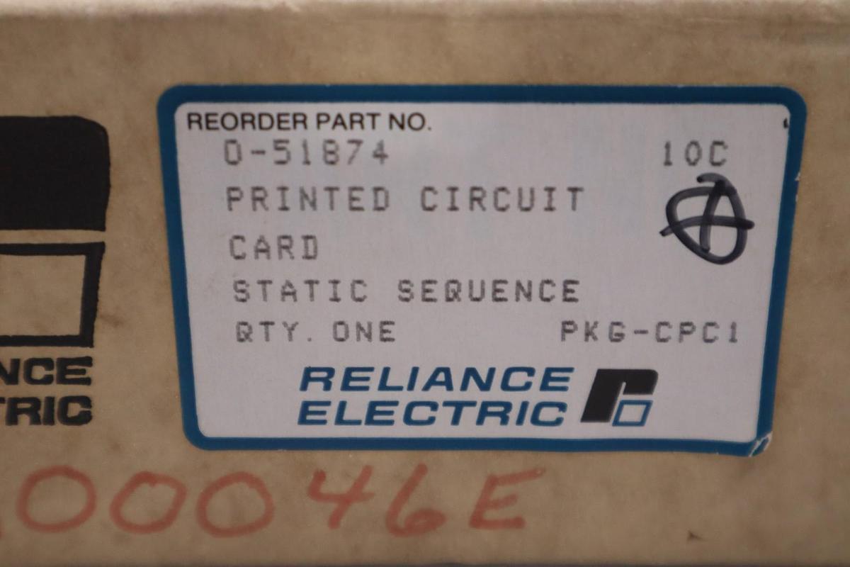 RELIANCE ELECTRIC 0-51874 PRINTED CIRCUIT CARD - NEW IN BOX - STOCK 829B