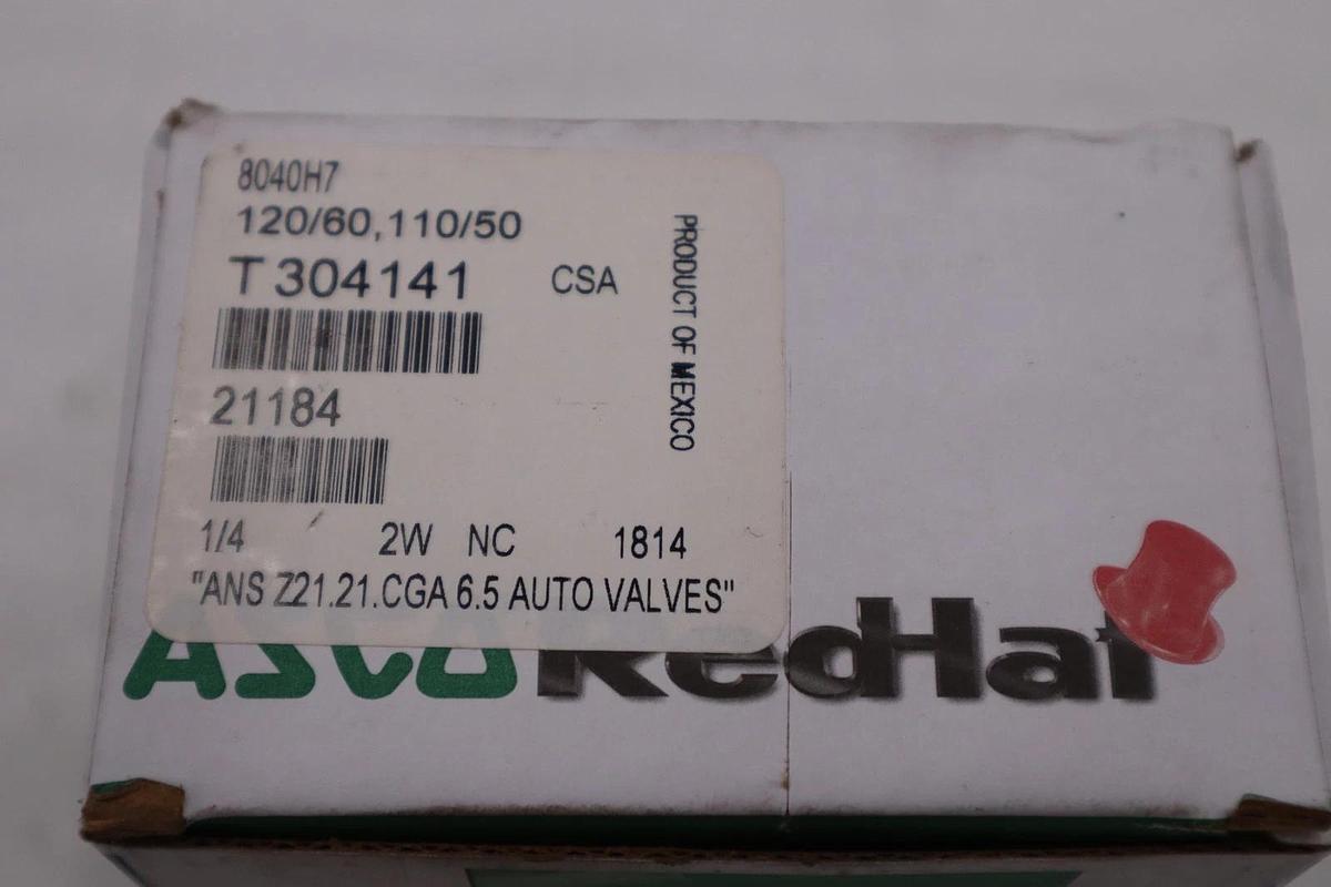 Used NEW ASCO REDHAT 8040H7 110/120V 15PSI 1/4" NSNP STOCK H616A