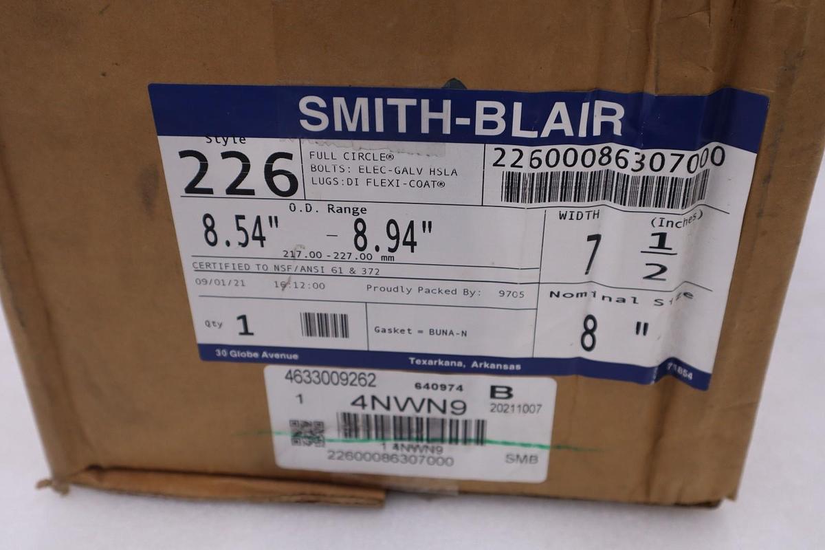 Used Smith-Blair 226 8.54-8.94" x 7.5" Circle Repair Clamp 8" 22600086307000 GF1246