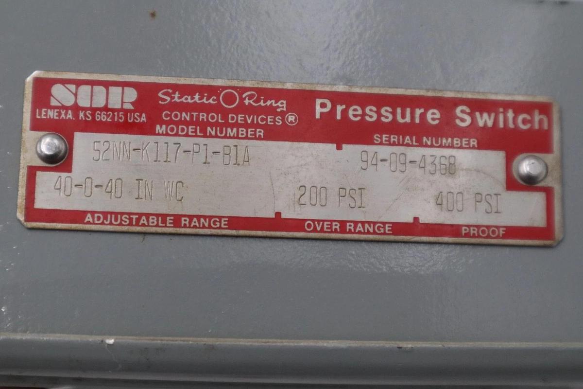 SOR 52NN-K117-P1-B1A PRESSURE SWITCH  200-400PSI STOCK H567A