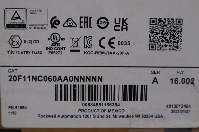 20F11NC060AA0NNNNN PowerFlex 753 40 HP DRIVE VFD NEW 2023 STOCK 1806-A