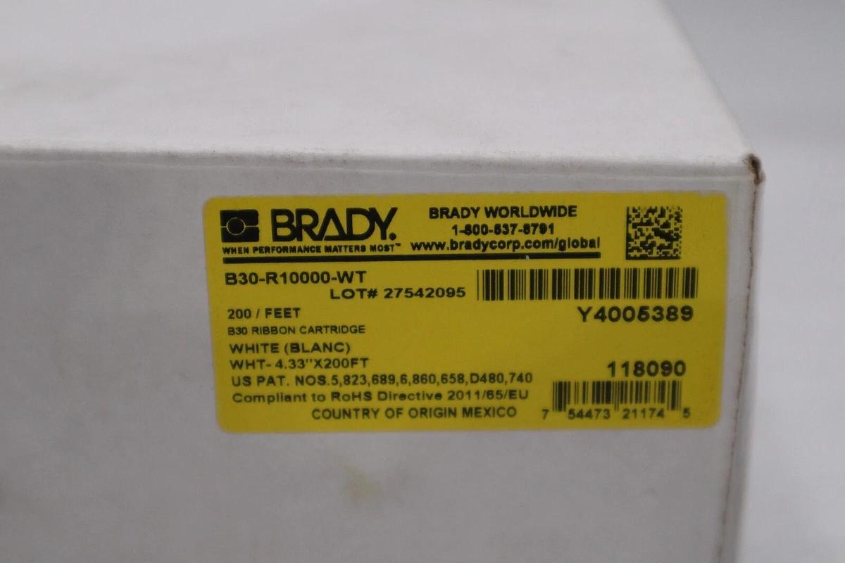 Used NEW BRADY B30-R10000-WT Ribbon White 4-21/64 In. STOCK H383
