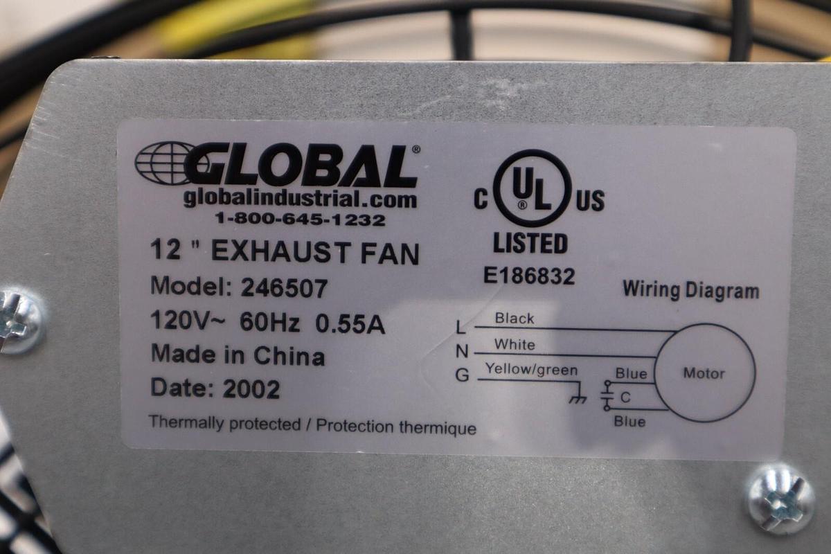Global 246507 Guard Mounted Direct Drive Exhaust Fan-12" 120V 60Hz NEW #H414