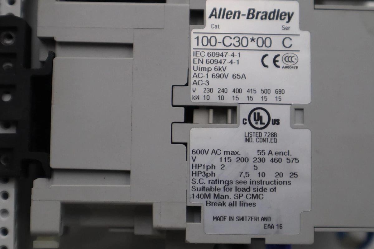 Used ALLEN BRADLEY 140M-D8E-C10 CIRCUIT BREAKER WITH 100-C30*00 CONTACTOR #4822-A