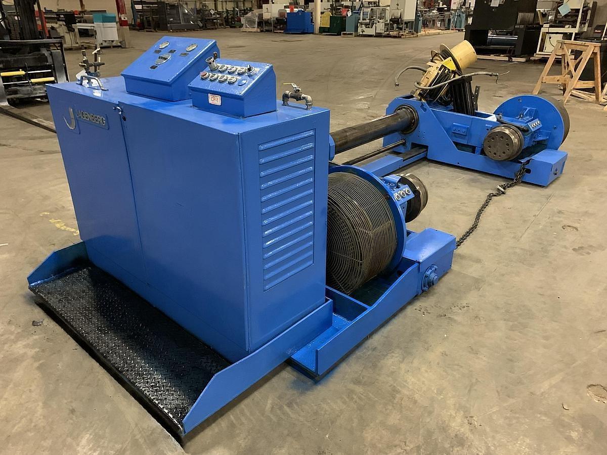 Used 65" JAGENBERG MODEL SE-18 SHAFTLESS FLOOR PICK UP UNWIND STAND 72" ROLL DIAMETER