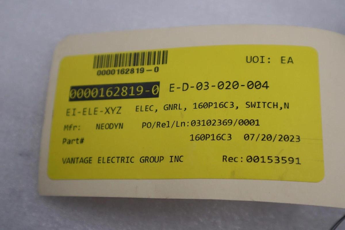 NEW ITT 160P16C3 NEO-DYN ADJUSTABLE PRESSURE SWITCH 5-60 PSID 60Hz SINGLE PHASE