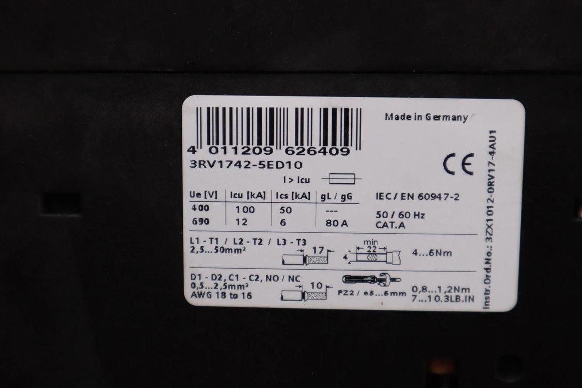 Used Siemens 3RV1742-5ED10 Circuit Breaker 30AMP STOCK H1428