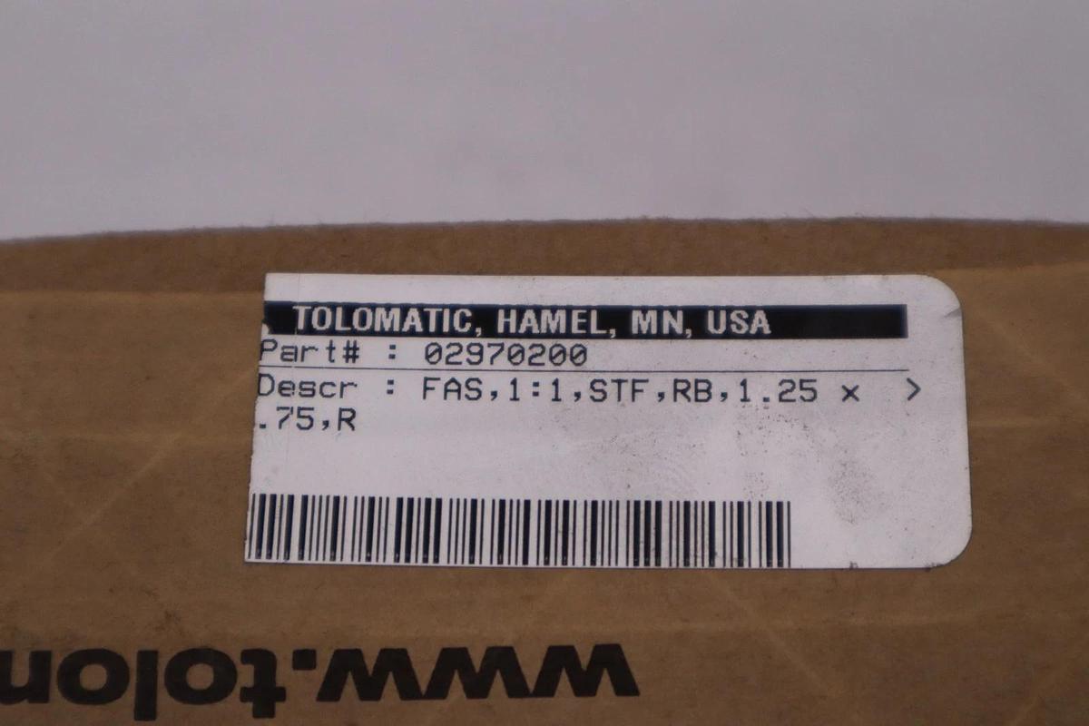 Used TOLOMATIC 02970200 FAS 1:1 STF RB 1.25 X .75 R - NEW IN BOX - STOCK H1357