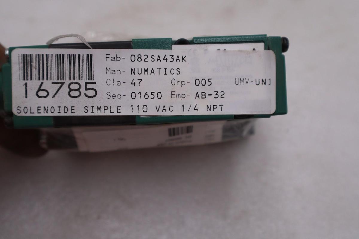 NUMATICS 082SA43AK000030 120V .15A 150PSI - NEW - STOCK GF516A