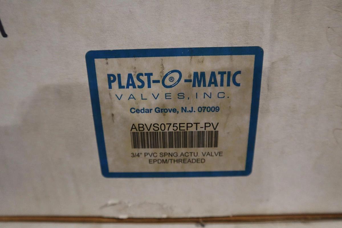 Used NEW PLAST-O-MATIC ABVS075EPT-PV / ABVS075EPTPV AIR ACTUATED BALL VALVE #H129