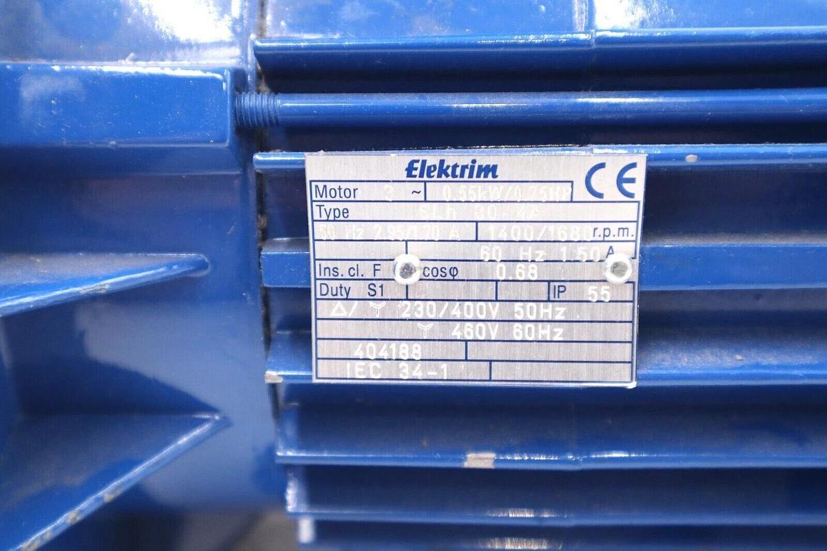 Used ELEKRIM MOTOR 3 SLH804A 460V 1680 RPM 1221474 MFD 2008 STOCK #1701
