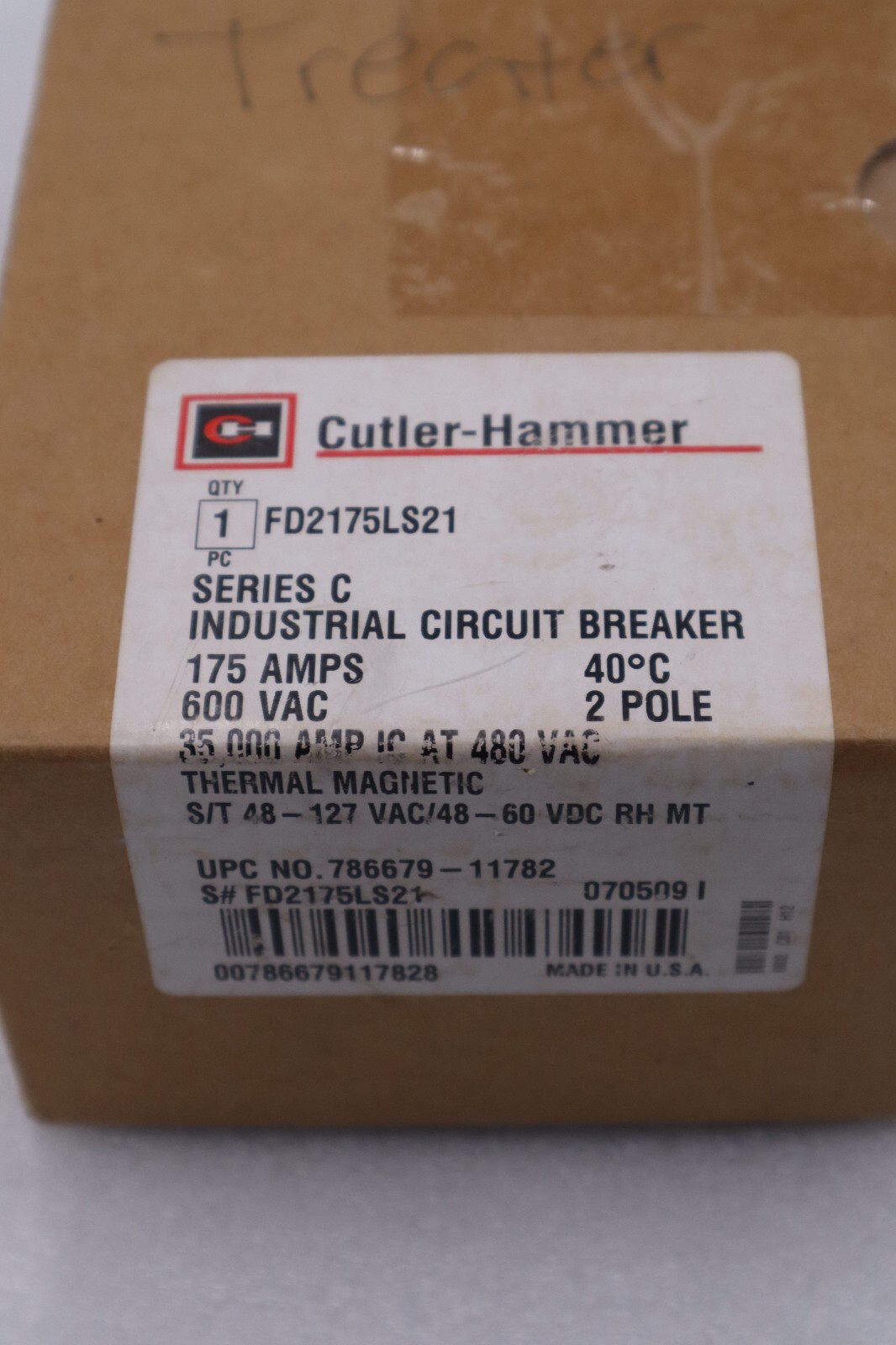 Used Eaton FD2175LS21 Molded Case Circuit Breaker, C Series NEW IN BOX STOCK 1824B
