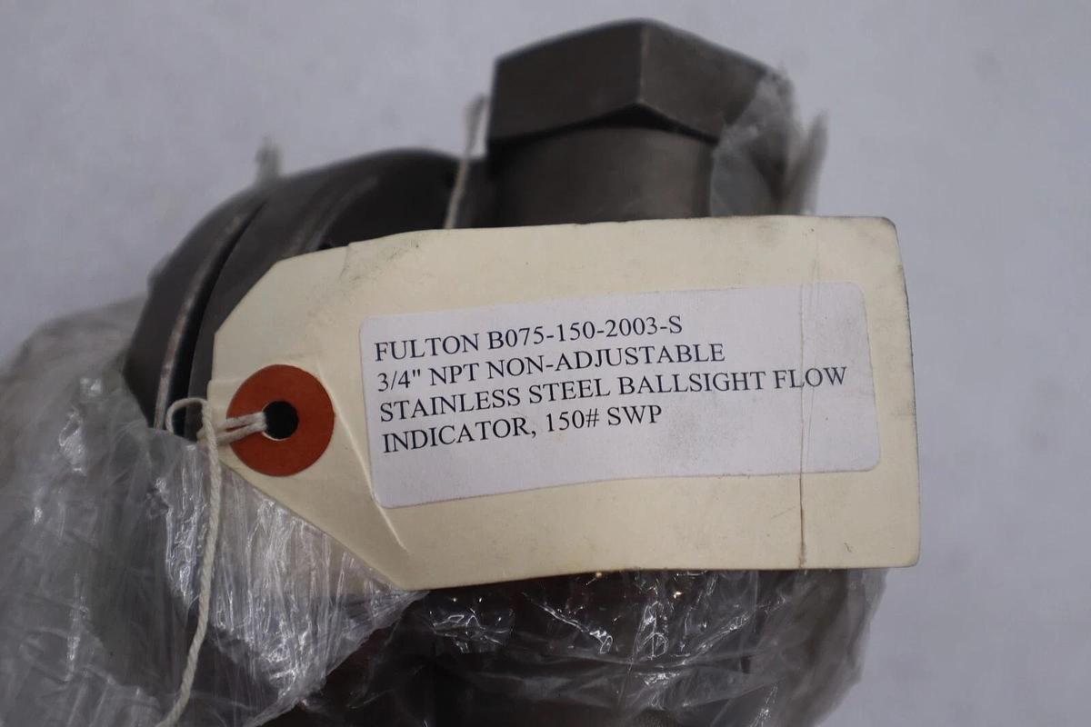 FULTON B075-150-2003-S 3/4" NON-ADJUSTABLE BALLSIGHT FLOW INDICATOR STOCK #3080