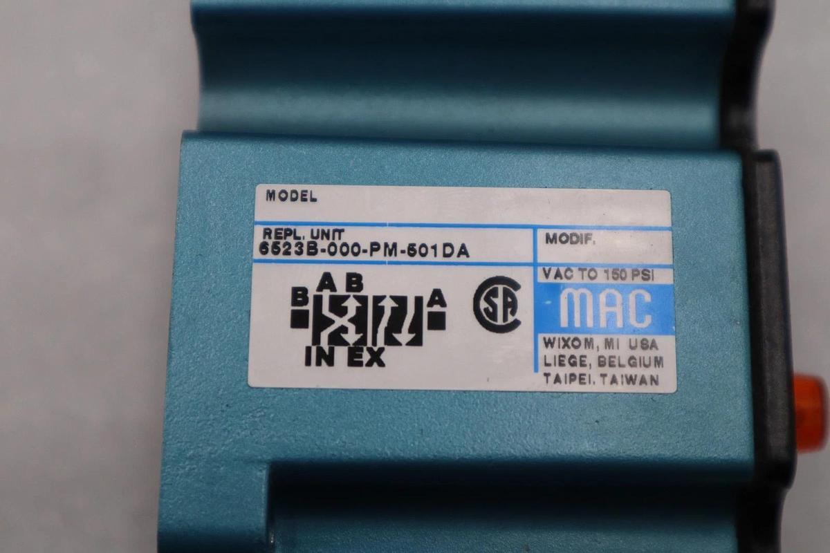 MAC VALVES INC 6523B-000-PM-501DA / 6523B000PM501DA NEW UNIT STOCK H1628