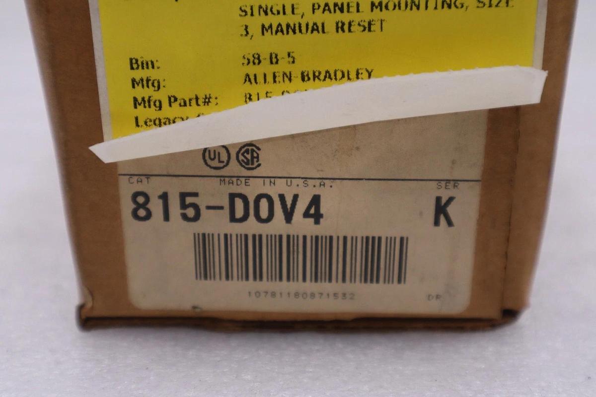 Used Allen Bradley 815-D0V4 Ser K Manual Size 3 Heater Overload Base - STOCK 5718CC